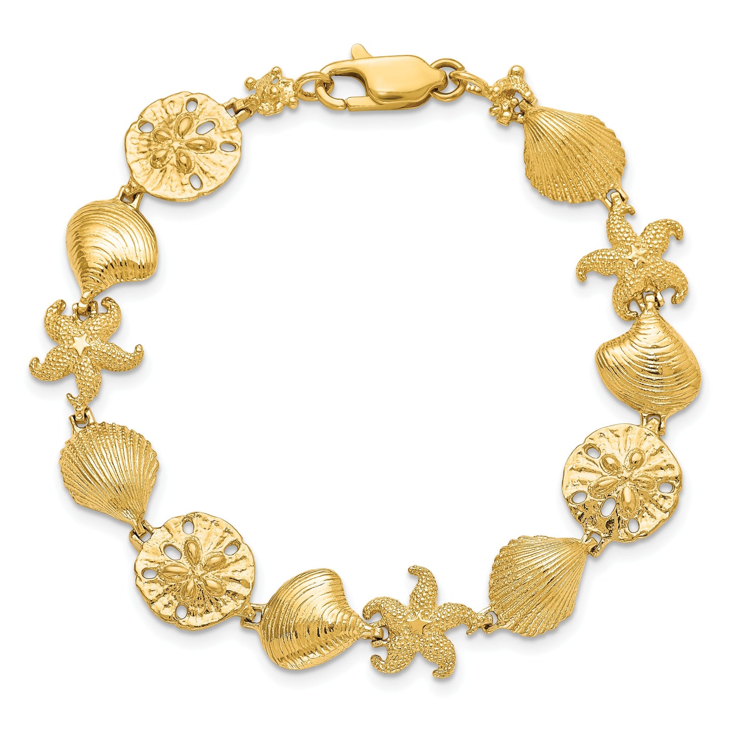 14k Polished Sea Life 7.25 inch Bracelet