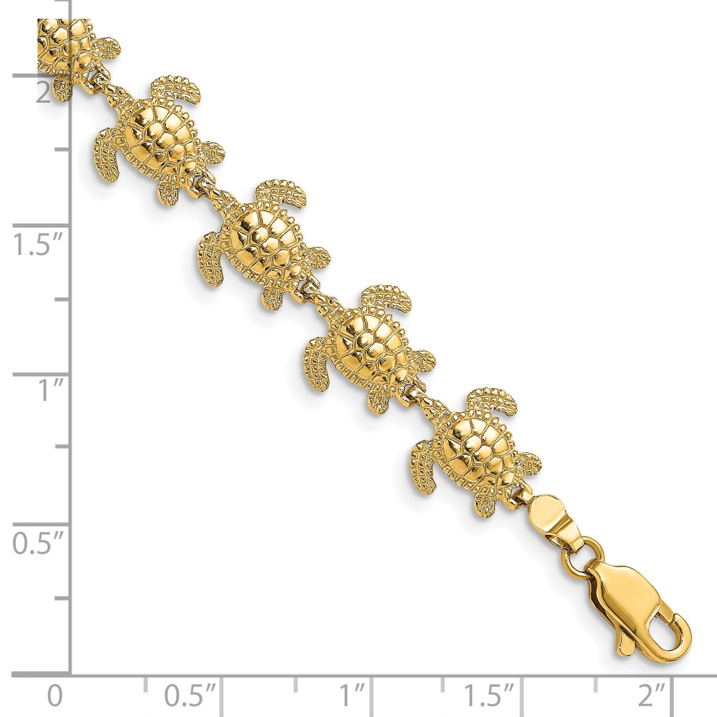 14k Polished Sea Turtle 7.25 inch Bracelet