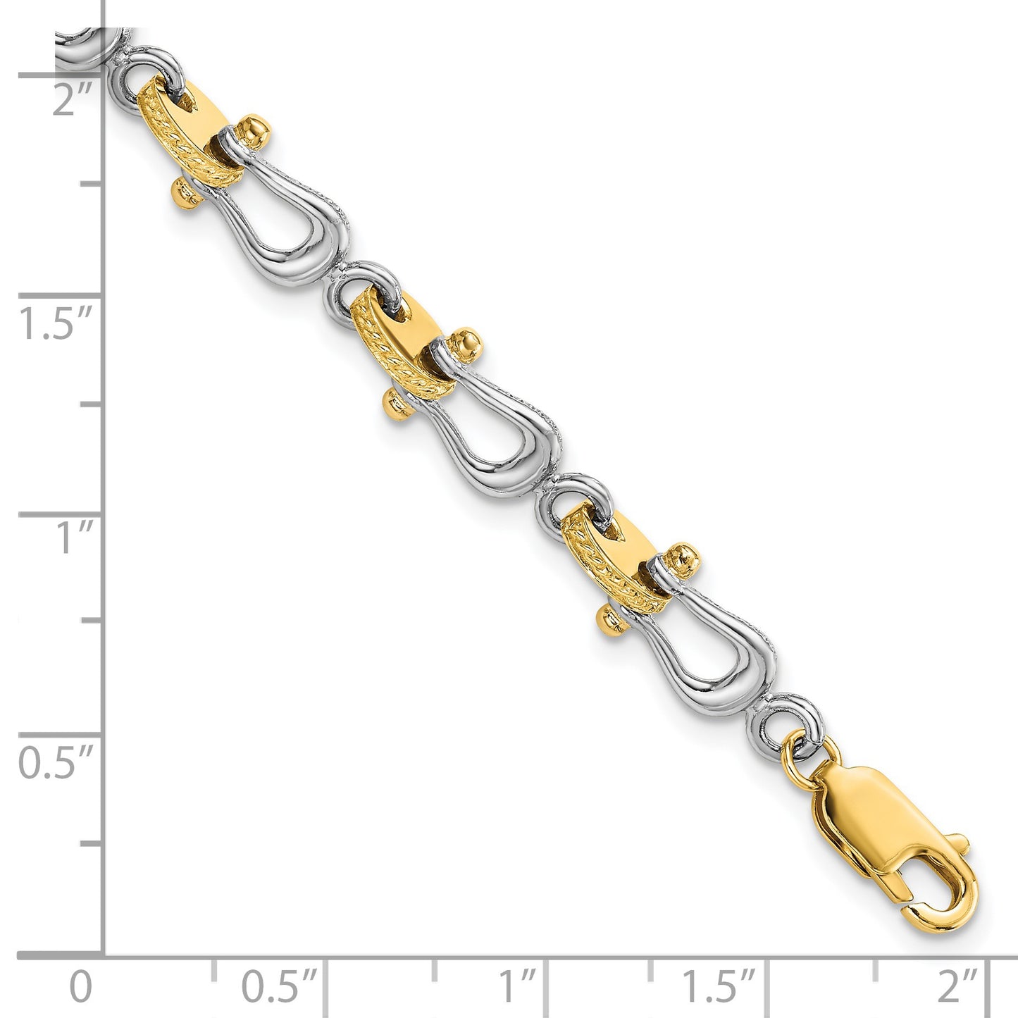 14k Two-tone Polished Anchor Shackle 7.5 inch Bracelet