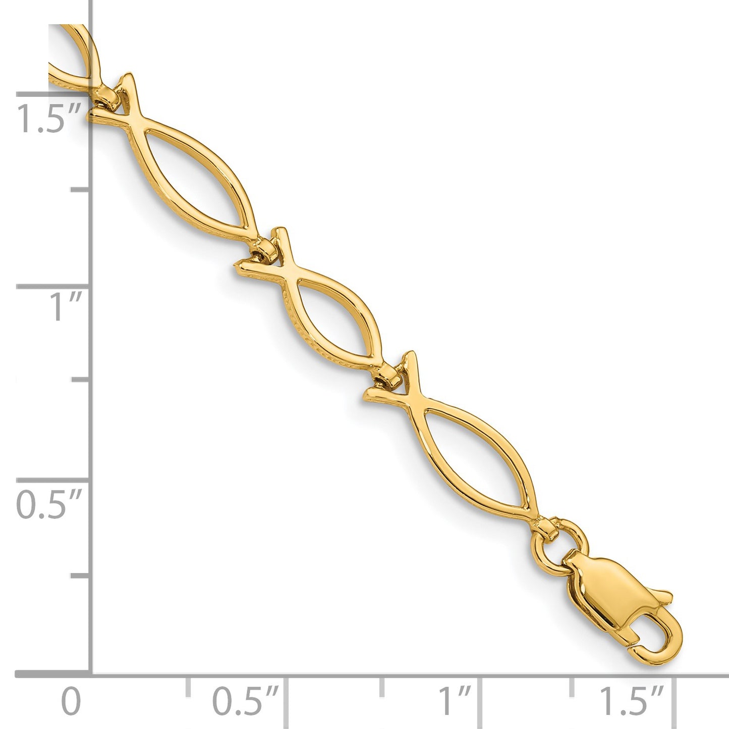 14k 5mm Religious Ichthus (Fish) 7 inch Bracelet