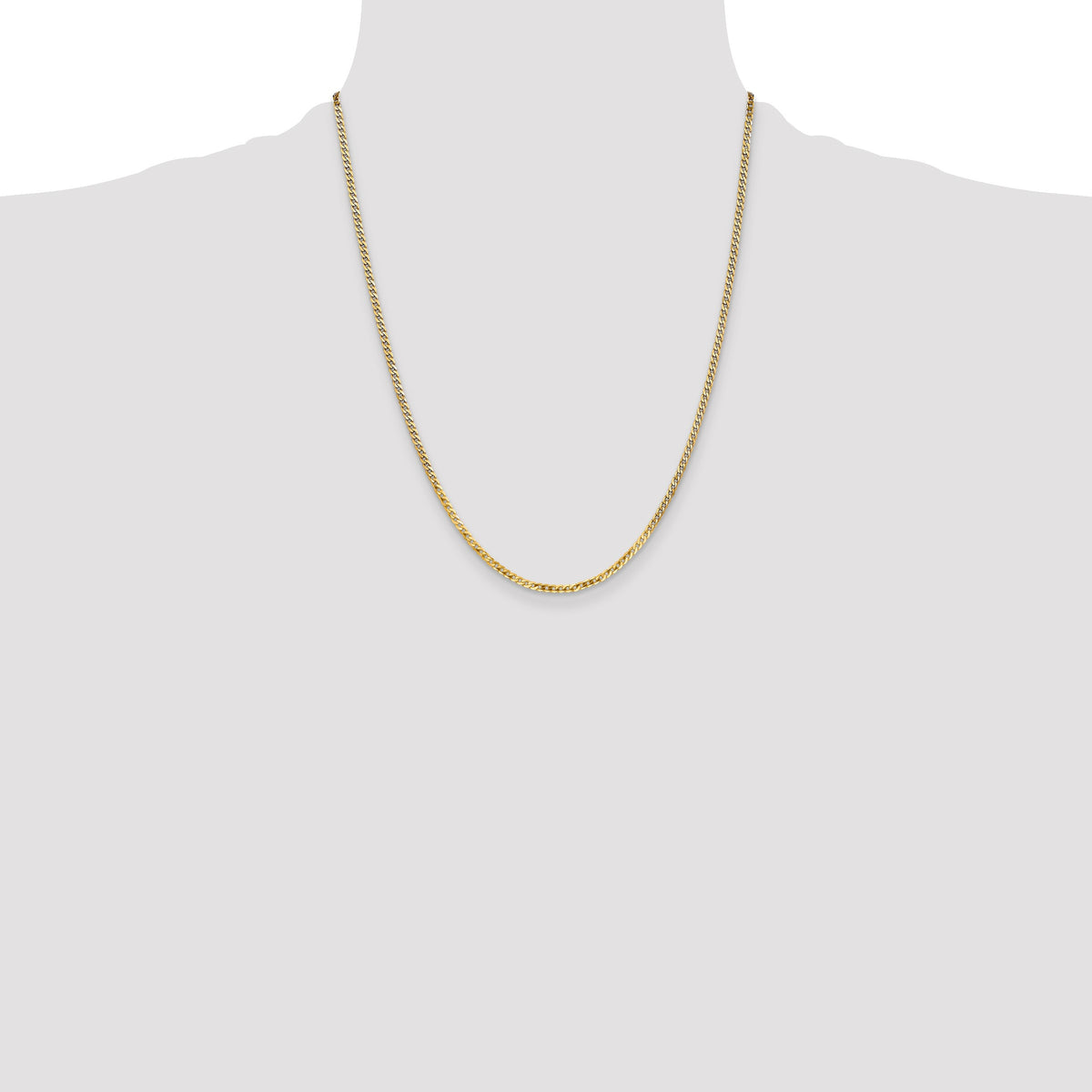 14K 22 inch 2.2mm Flat Beveled Curb with Lobster Clasp Chain