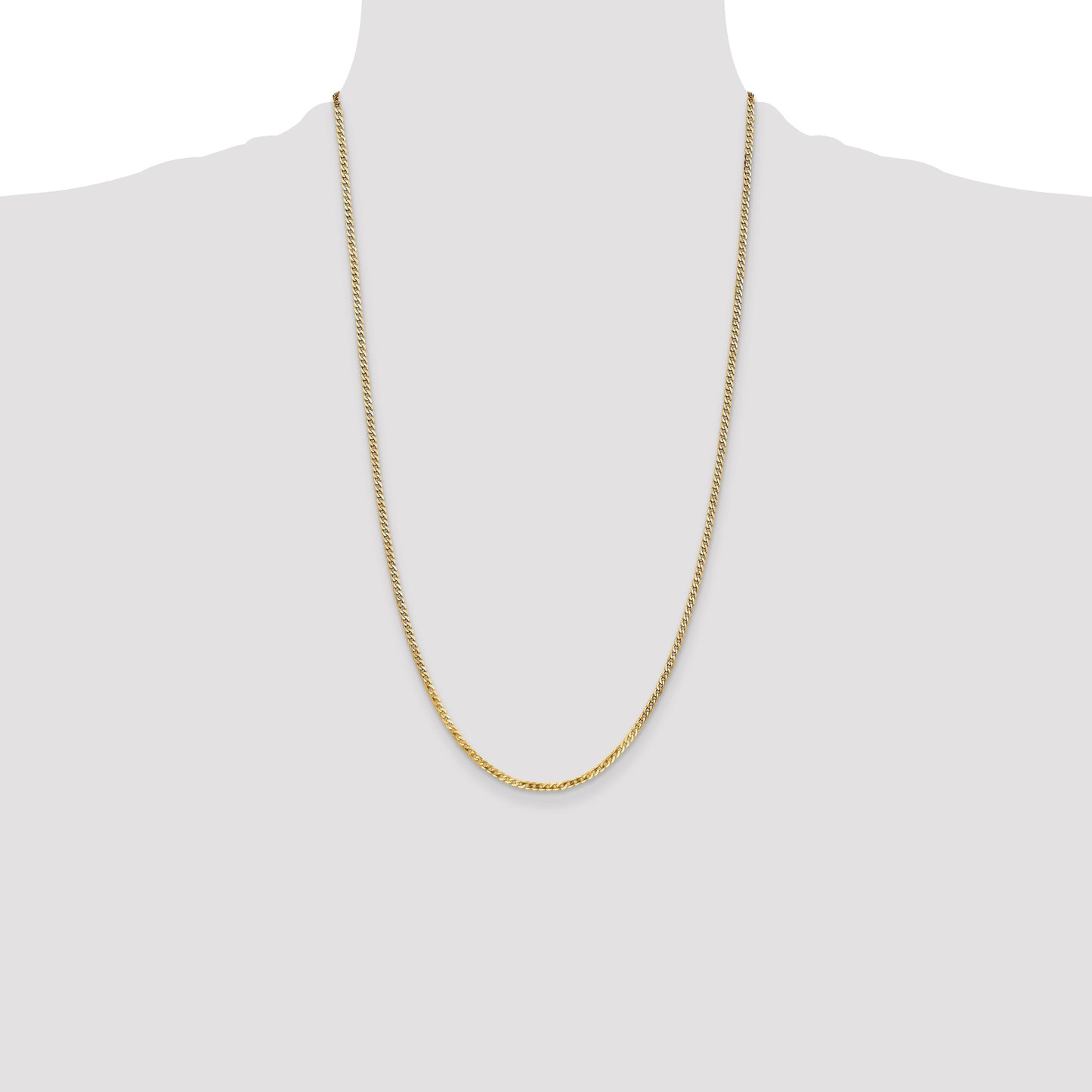 14K 26 inch 2.2mm Flat Beveled Curb with Lobster Clasp Chain