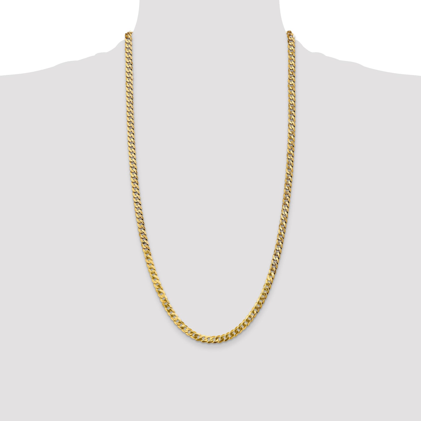 14K 28 inch 4.75mm Flat Beveled Curb with Lobster Clasp Chain