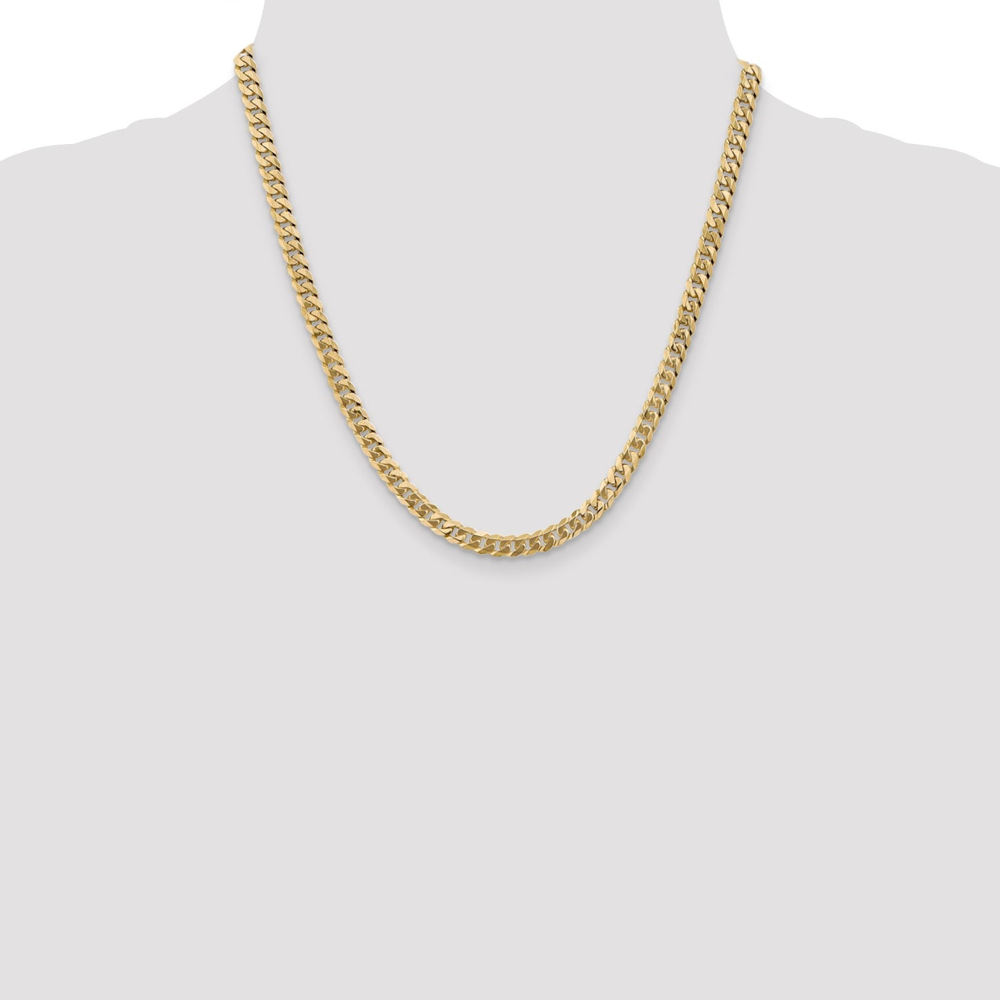 14K 20 inch 5.75mm Flat Beveled Curb with Lobster Clasp Chain