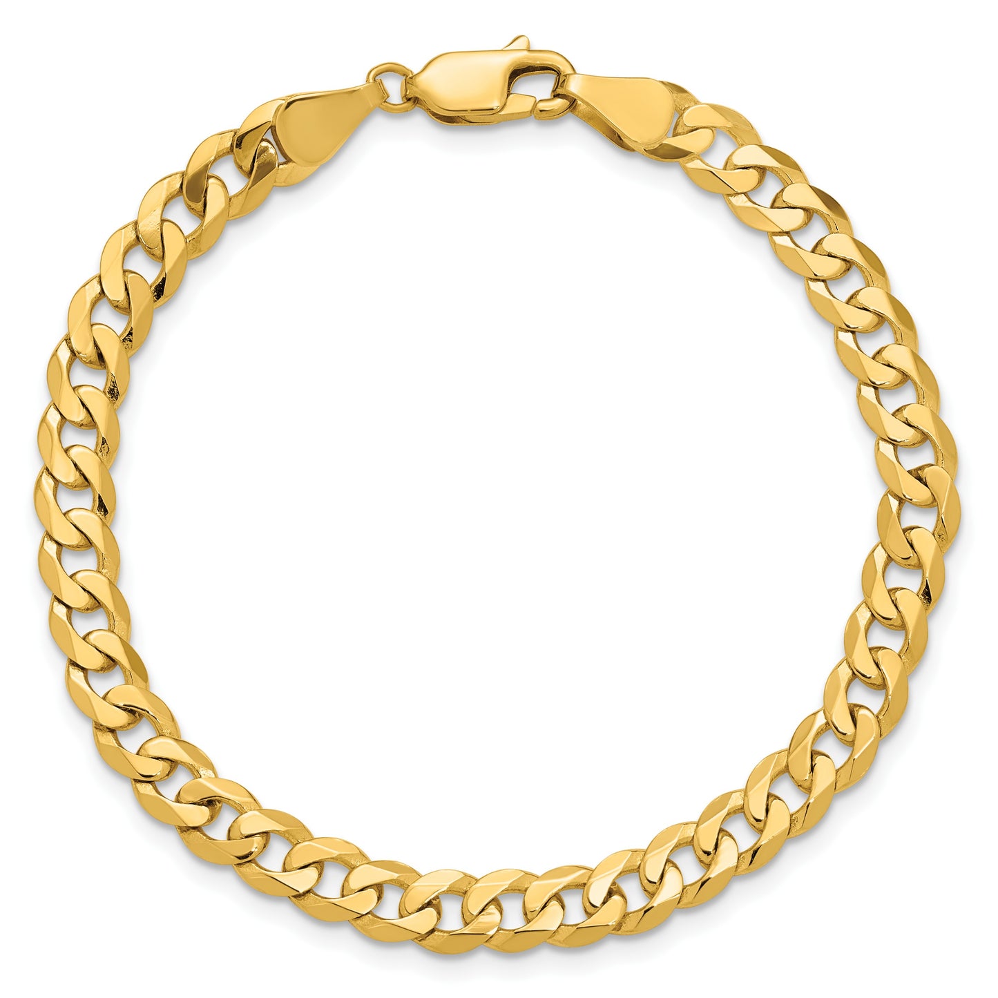 14K 8 inch 5.75mm Flat Beveled Curb with Lobster Clasp Bracelet