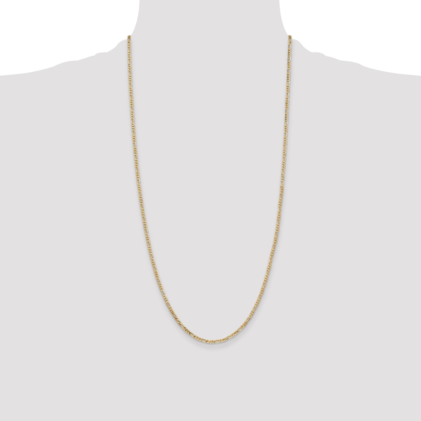 14K 28 inch 2.25mm Flat Figaro with Lobster Clasp Chain