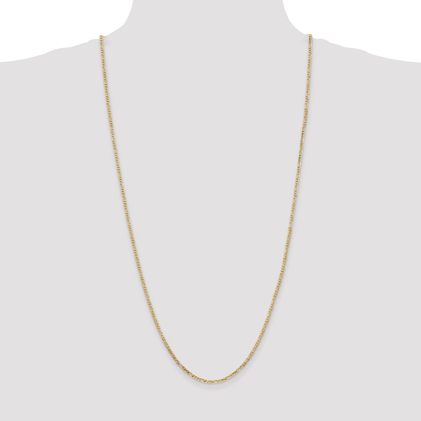 14K 30 inch 2.25mm Flat Figaro with Lobster Clasp Chain