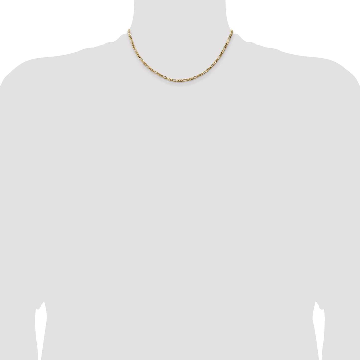 14K 16 inch 3mm Flat Figaro with Lobster Clasp Chain
