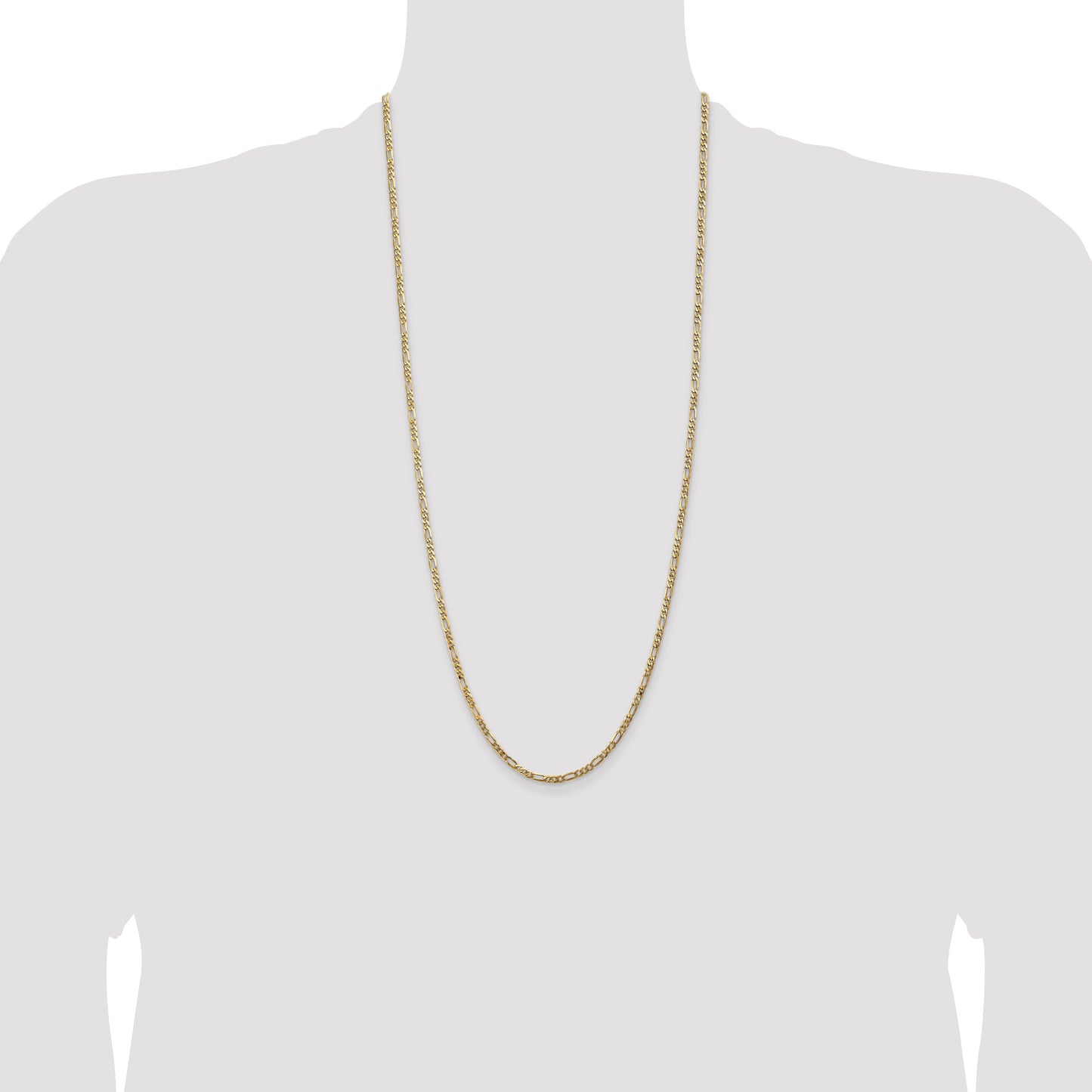 14K 30 inch 3mm Flat Figaro with Lobster Clasp Chain