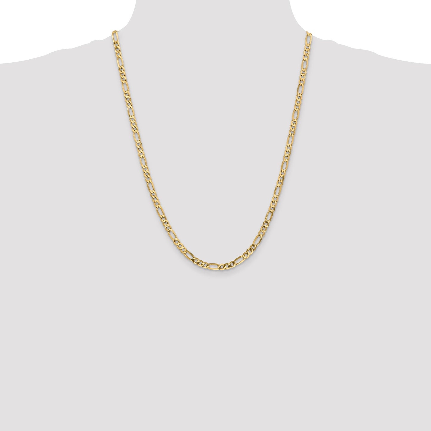 14K 24 inch 4.75mm Flat Figaro with Lobster Clasp Chain
