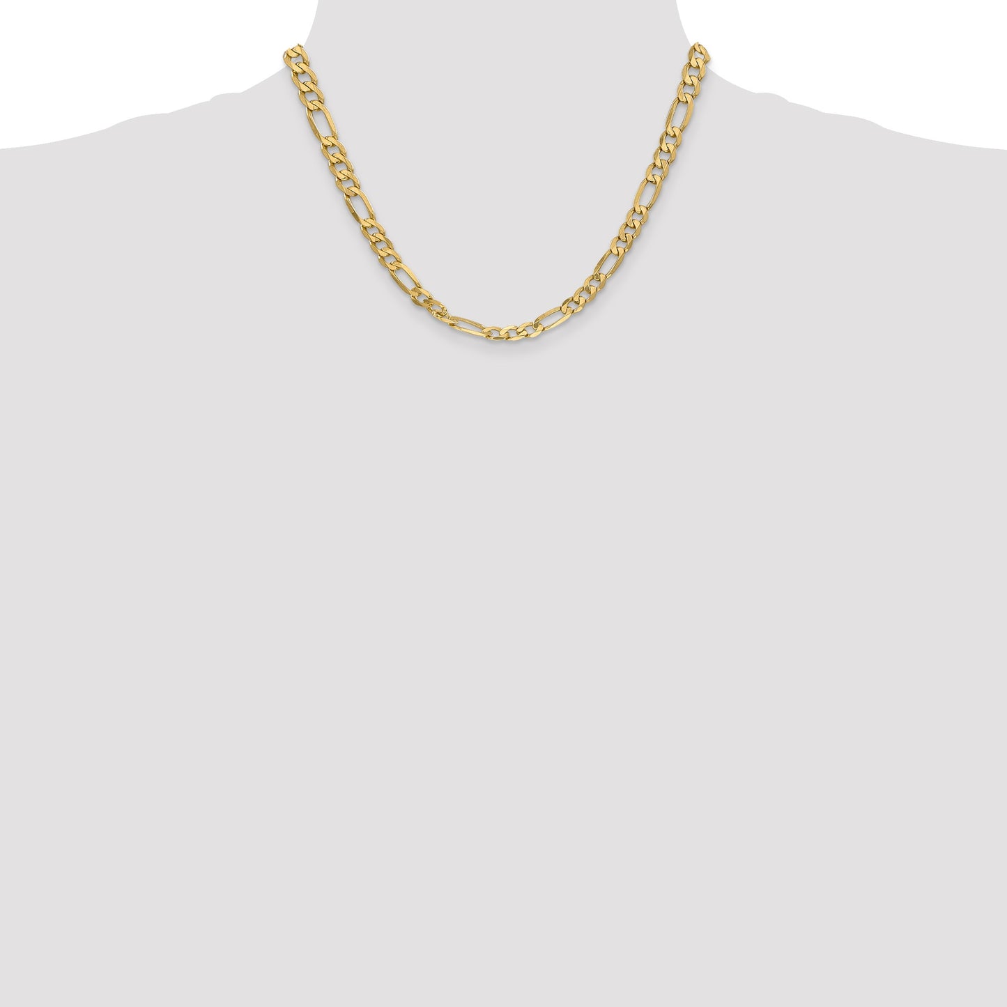 14K 18 inch 6.25mm Flat Figaro with Lobster Clasp Chain