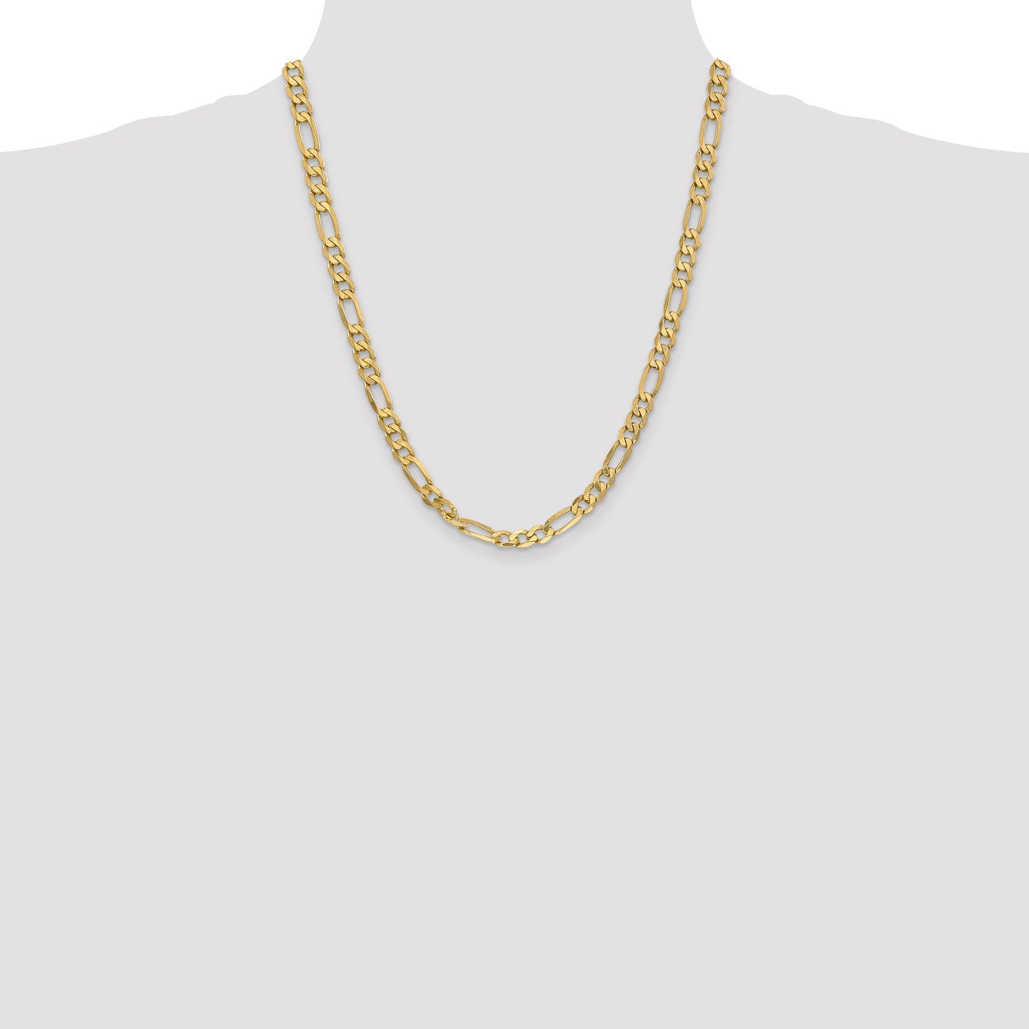 14K 22 inch 6.25mm Flat Figaro with Lobster Clasp Chain