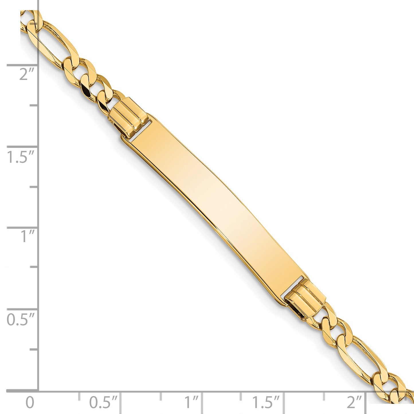 14k Polished Solid Chain/Solid Plate Figaro Link 33.5x6mm Plate 7 inch ID Bracelet