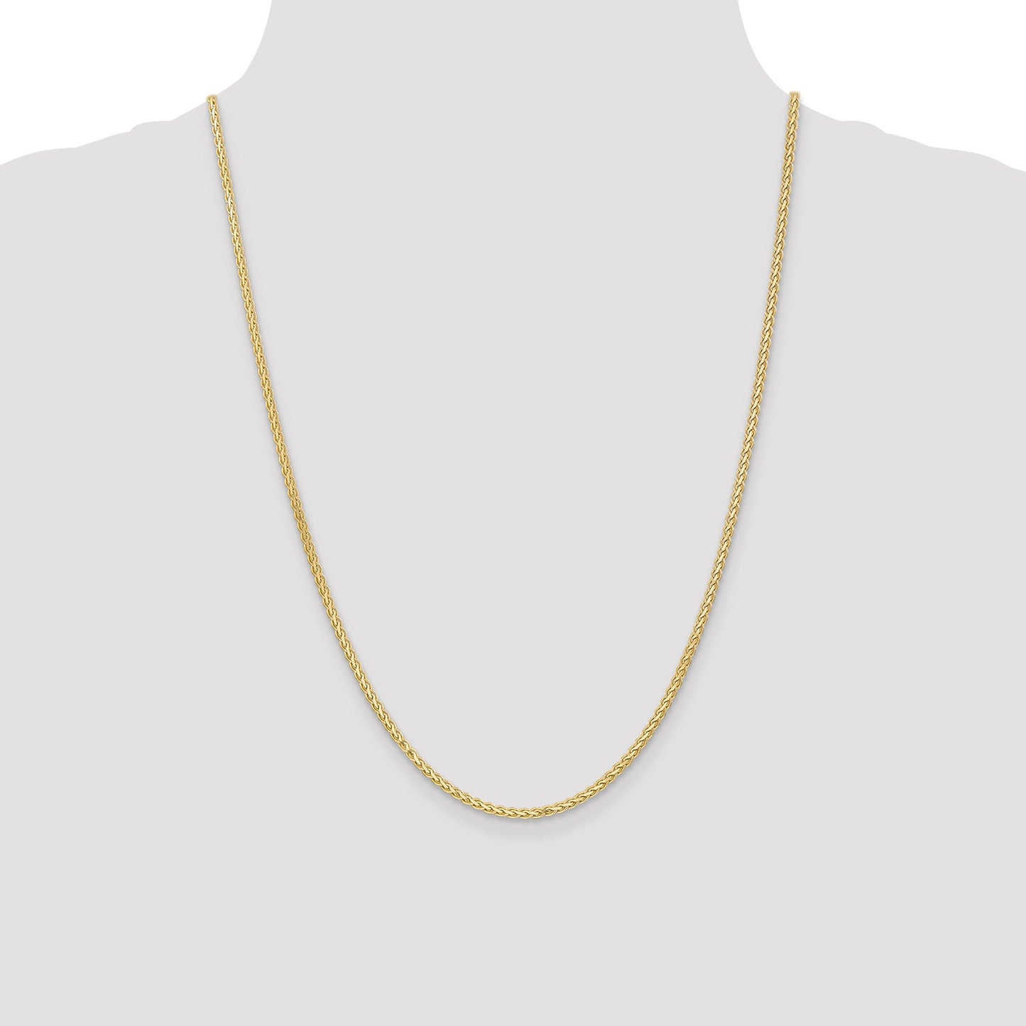 14K 24 inch 2.4mm Flat Wheat with Lobster Clasp Chain