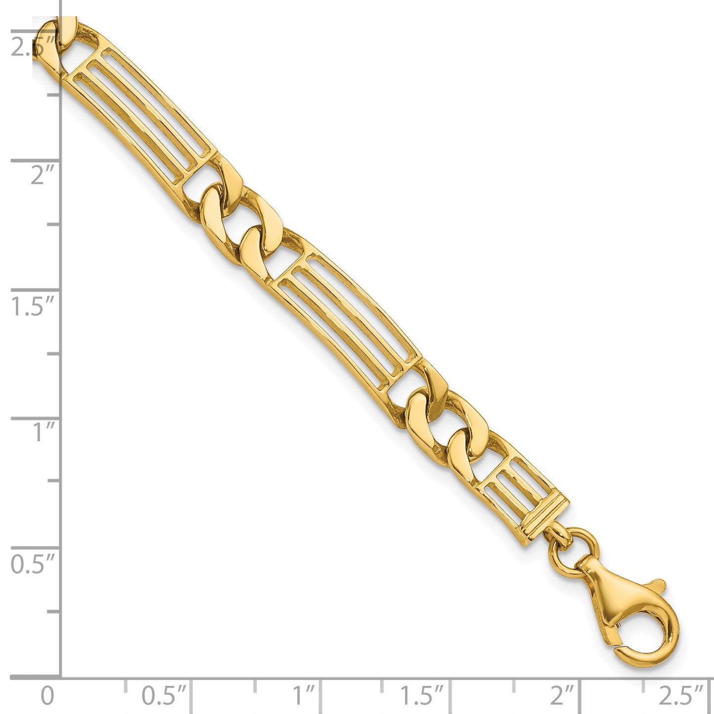 14k Polished 7mm Fancy Curb Link and Bars 8.5 inch Bracelet