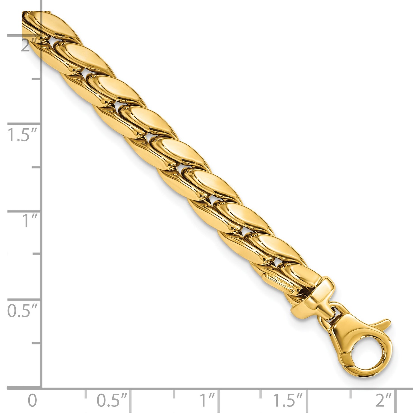 14K Polished 6.3mm Fancy Curb Link 8.5 inch Mens Bracelet