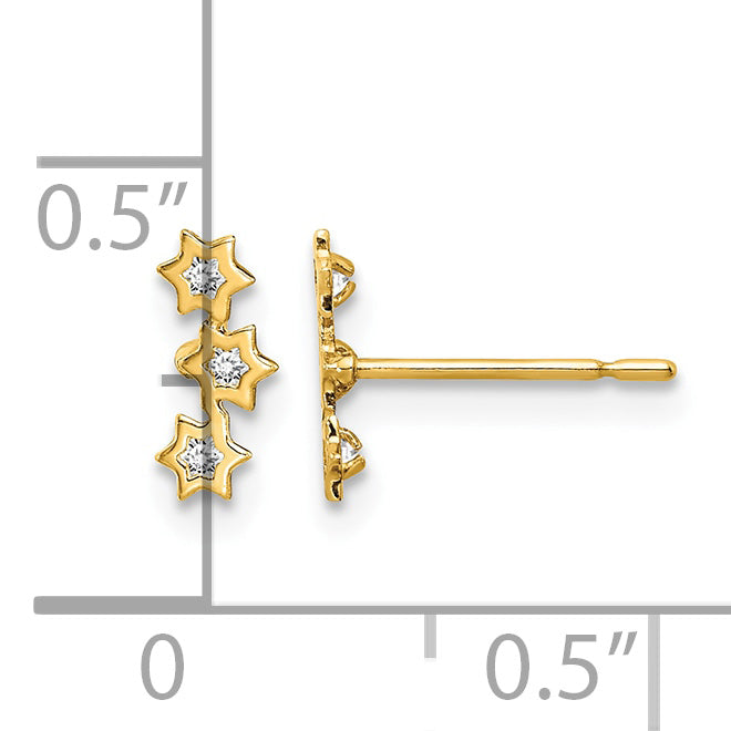 14k Madi K Stars CZ Childrens Post Earrings