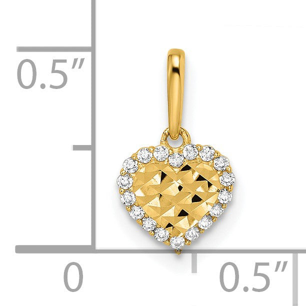 14k Madi K CZ Diamond Cut Heart Childrens Pendant