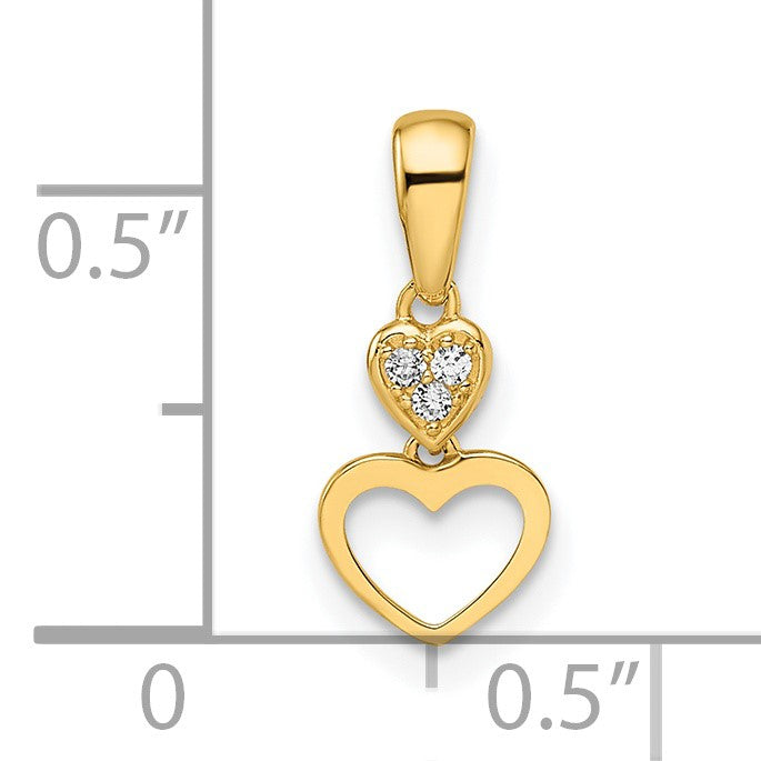 14k Madi K CZ Hearts Dangle Childrens Pendant