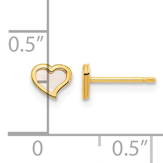 14K Madi K Polished 5mm Heart Mother of Pearl Childrens Post Earrings