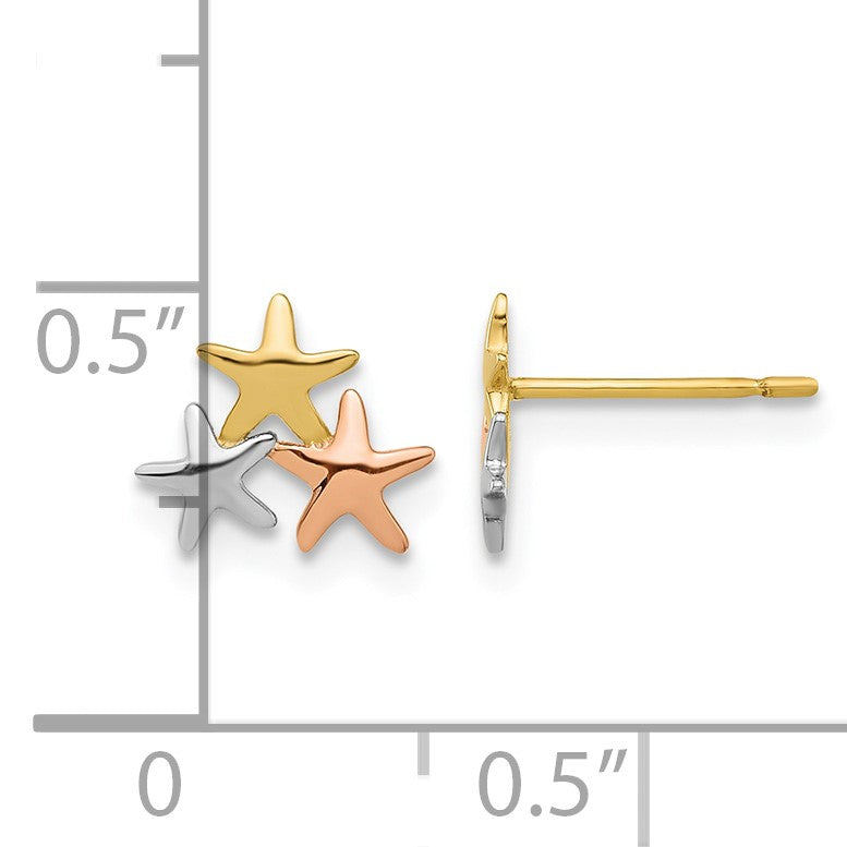 14k with Rose and White Rhodium Madi K Polished Stars Childrens Post Earrings