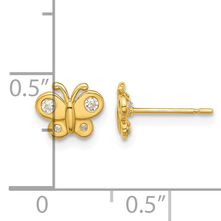 14k Madi K Polished CZ Butterfly Childrens Post Earrings