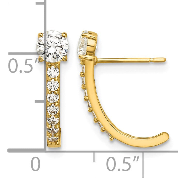 14k Madi K Polished CZ J-Hoop Post Earrings