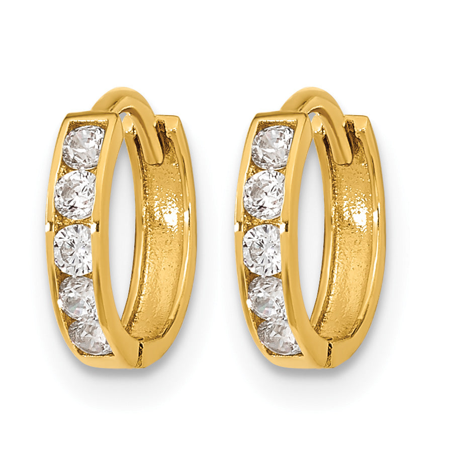 14k Madi K CZ 2x11mm Hinged Hoop Earrings
