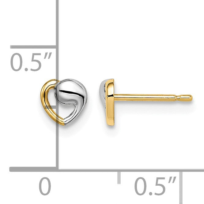 14k and White Rhodium Madi K 5.00mm Heart Childrens Post Earrings