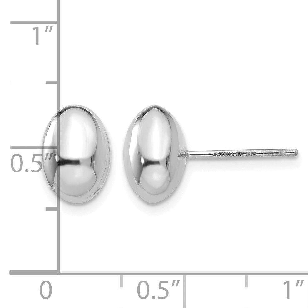 14K White Gold 10x7mm Polished Puffed Oval Button Post Earrings
