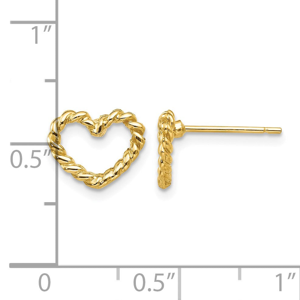 14k Polished Open Twisted Heart Post Earrings