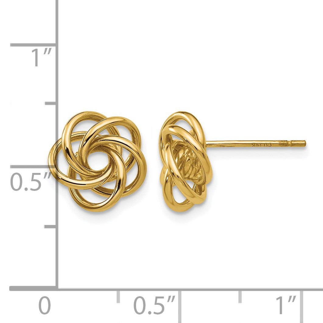 14k 10mm Polished Love Knot Post Earrings