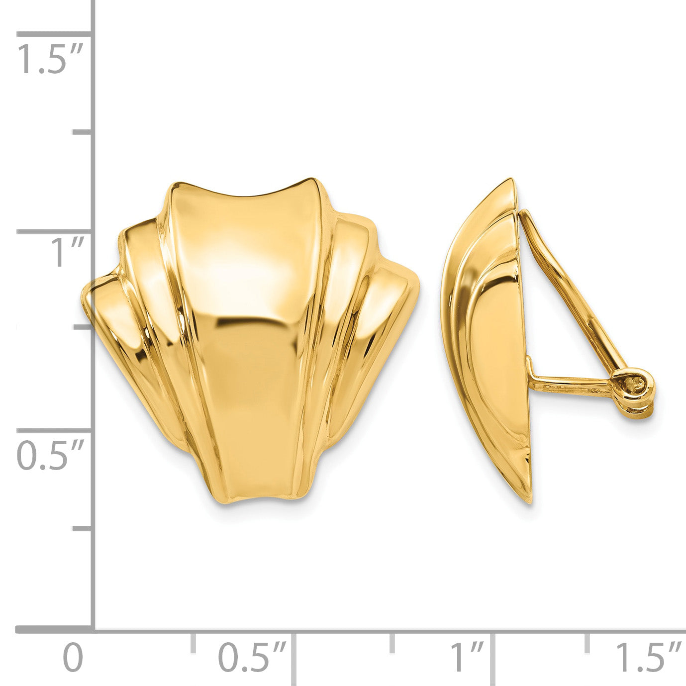 14k Polished Fan Omega Back Non-pierced Earrings