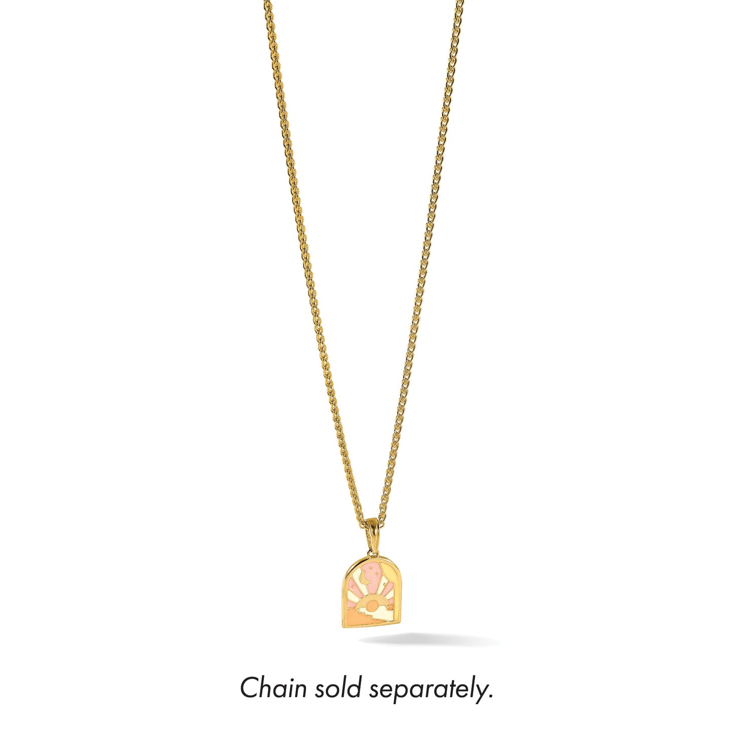 14k Polished Multi Color Enamel Sunset and Moon Charm