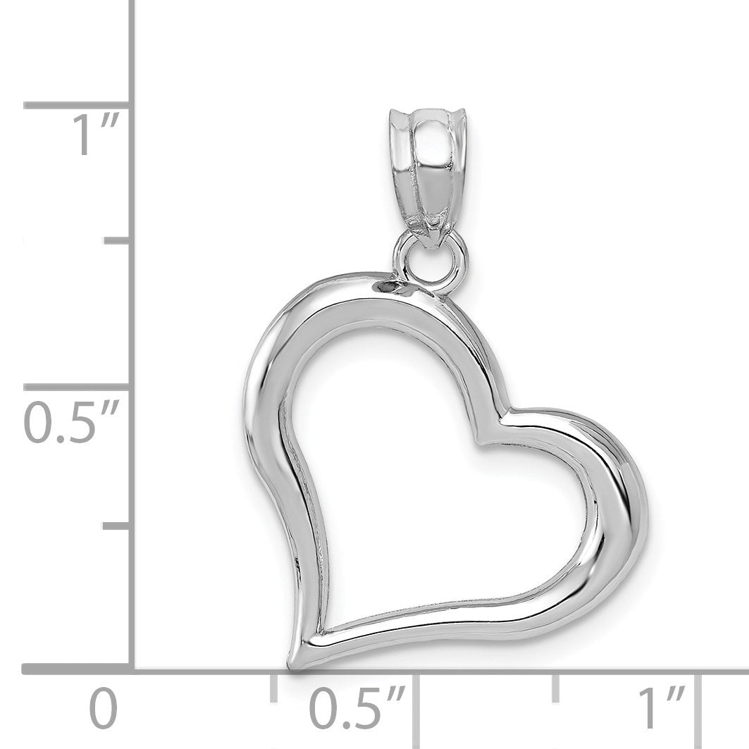 14k White Gold Polished Open Dangling Heart Pendant