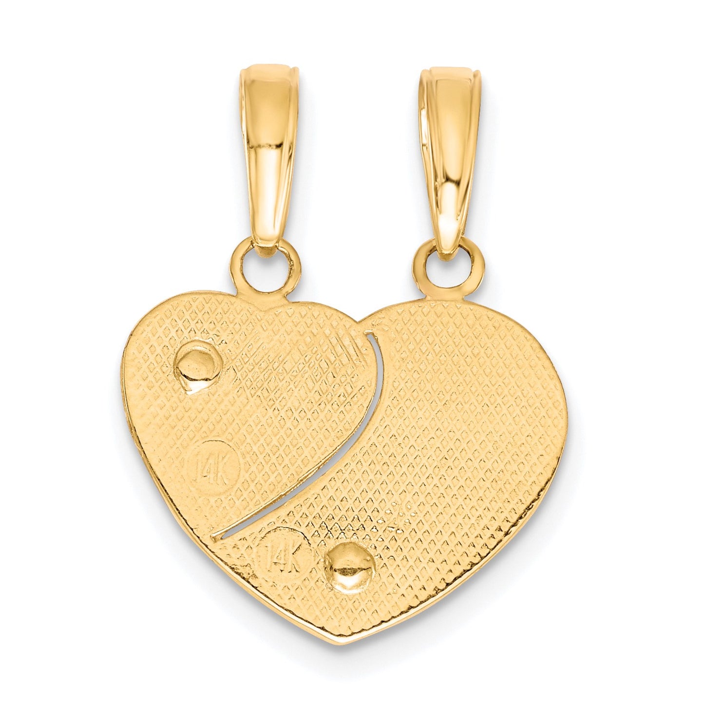 14k Two-tone with Flowers MOMMY-ME 2-Piece Break-apart Heart Pendant