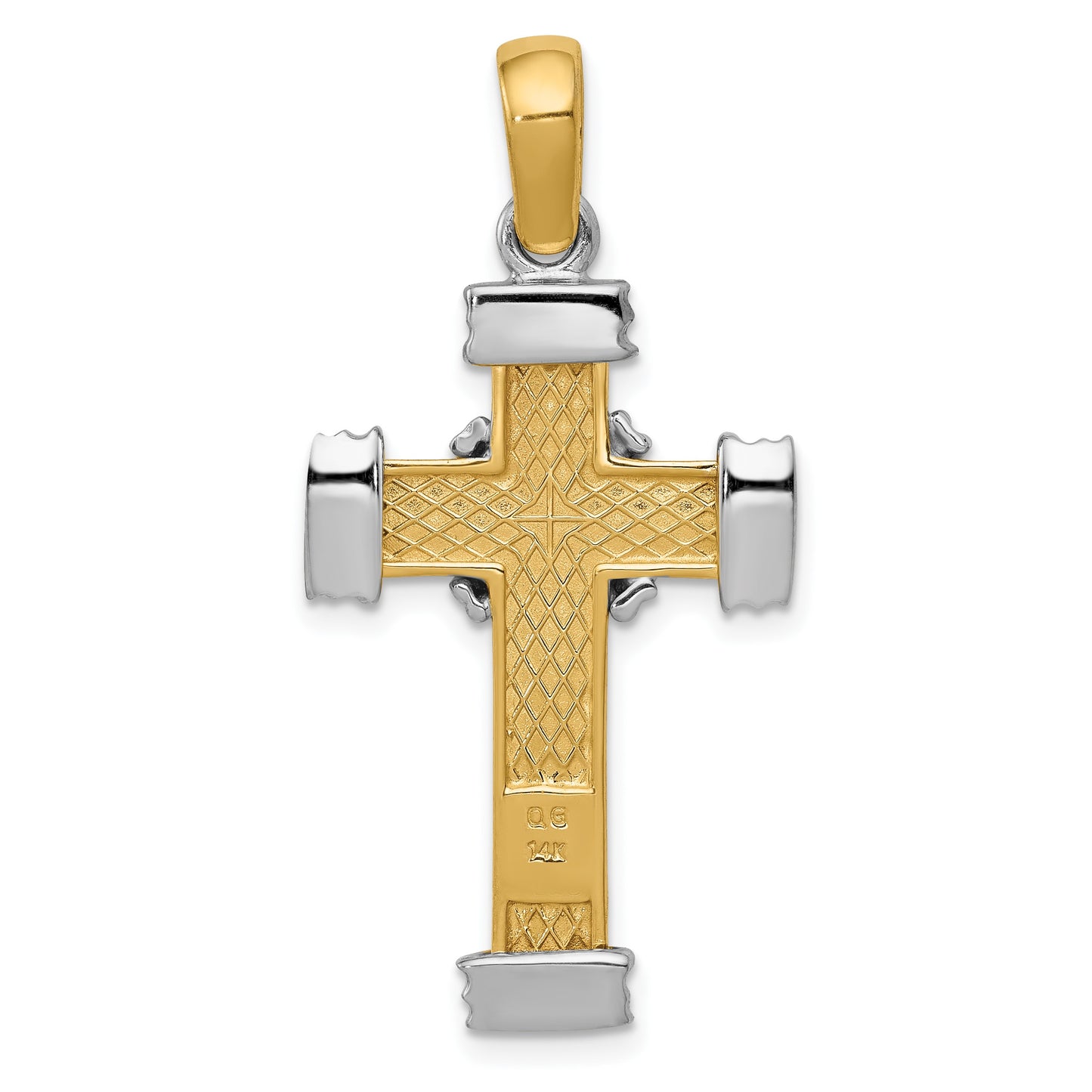 14k Two-tone Center -X- Latin Cross Pendant
