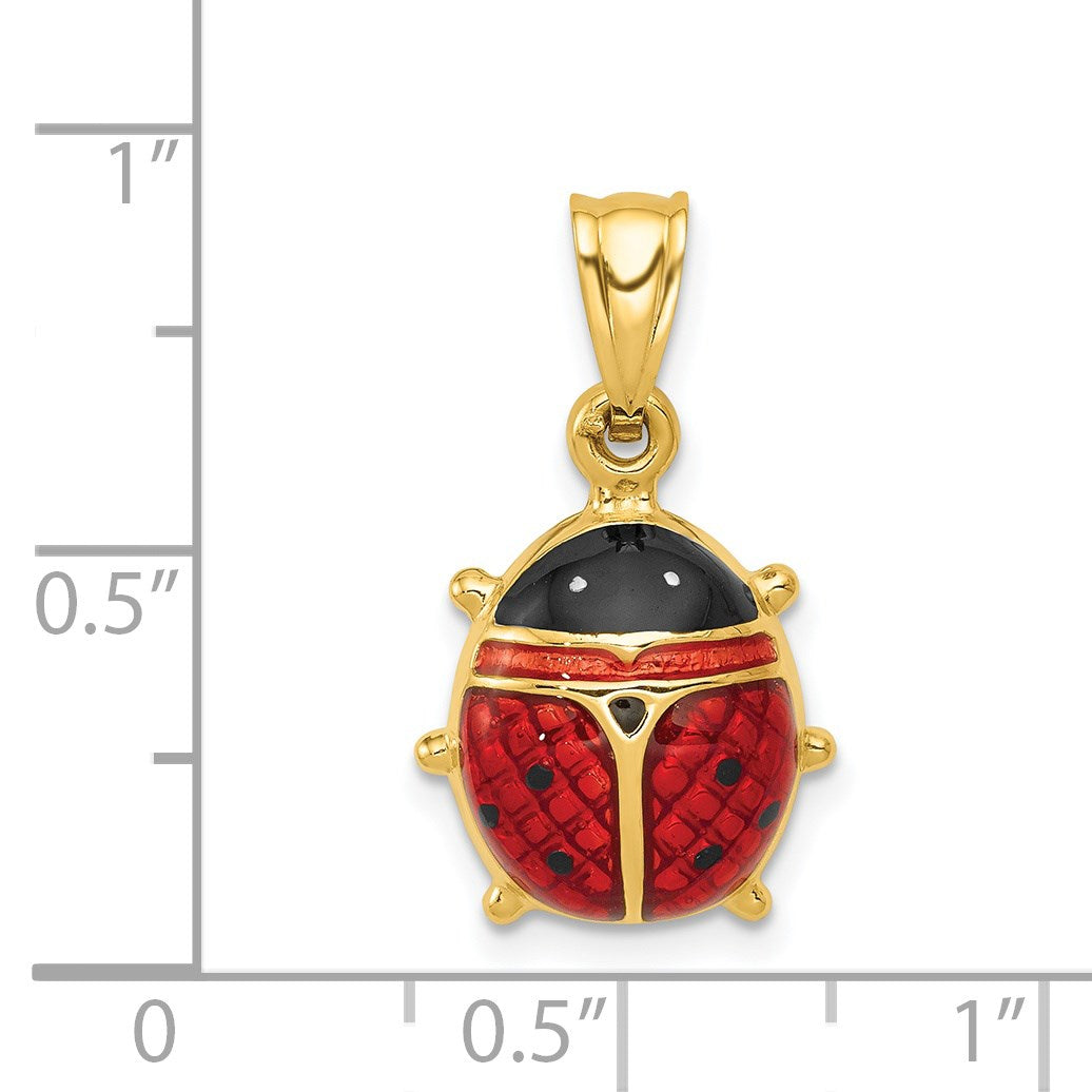 14k Red and Black Enameled Ladybug Charm