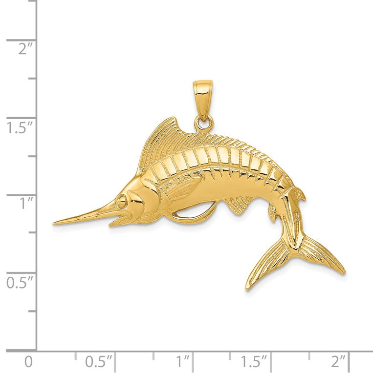 14k Large Marlin Pendant