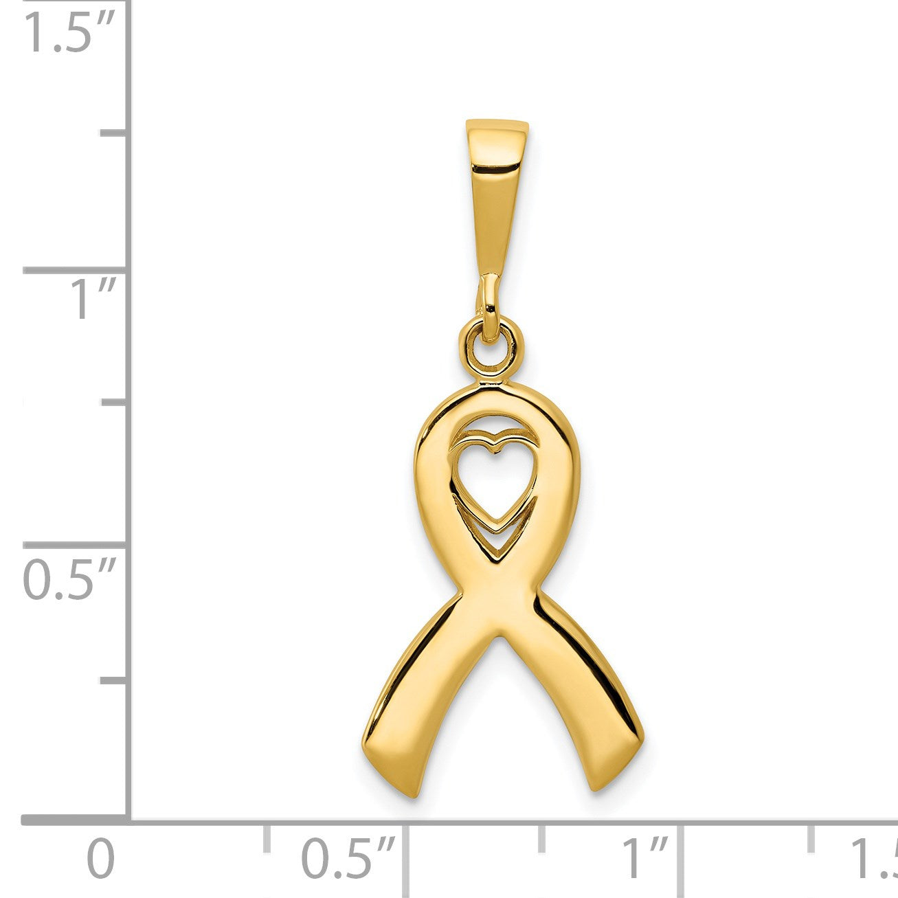 14k Heart In Awareness Ribbon Pendant