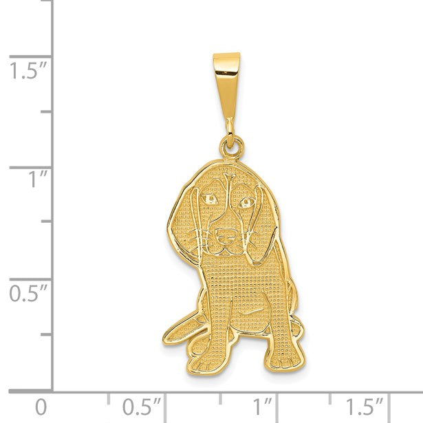 14k Textured Beagle Dog Pendant