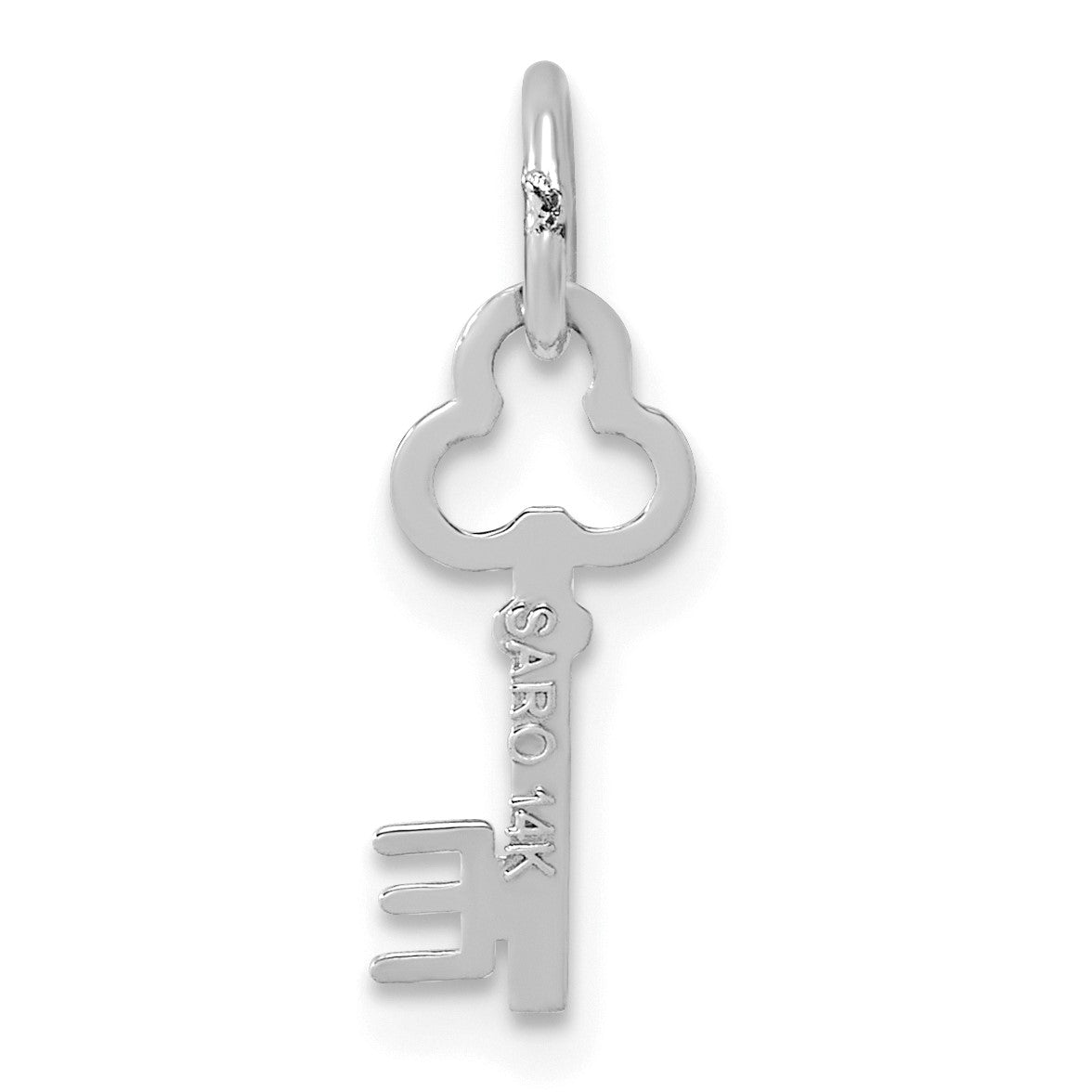 14K White Gold Key Letter E Initial Charm