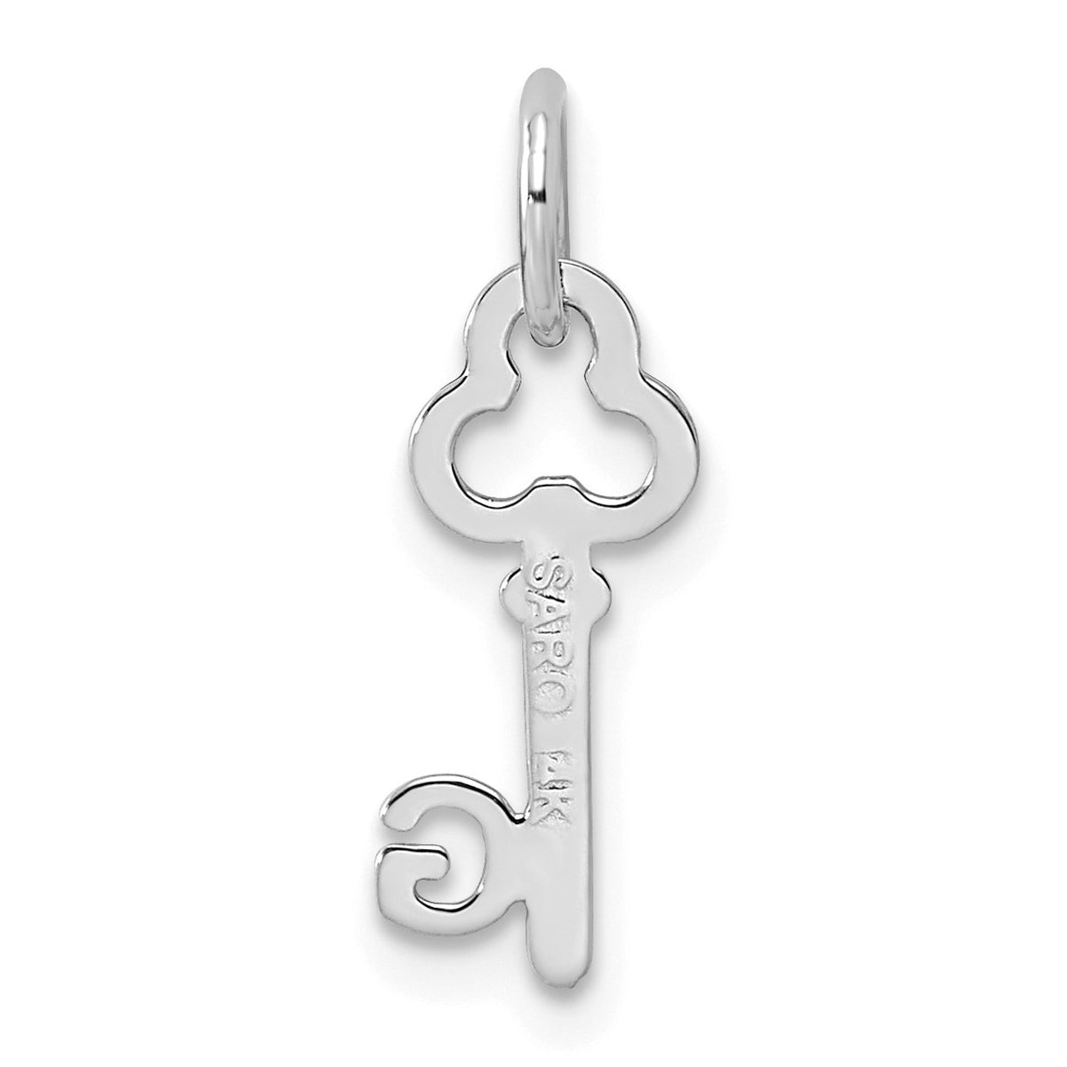 14K White Gold Key Letter G Initial Charm