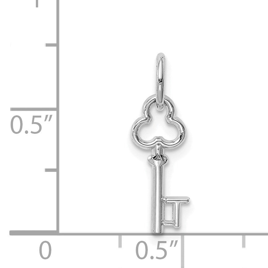 14K White Gold Key Letter T Initial Charm