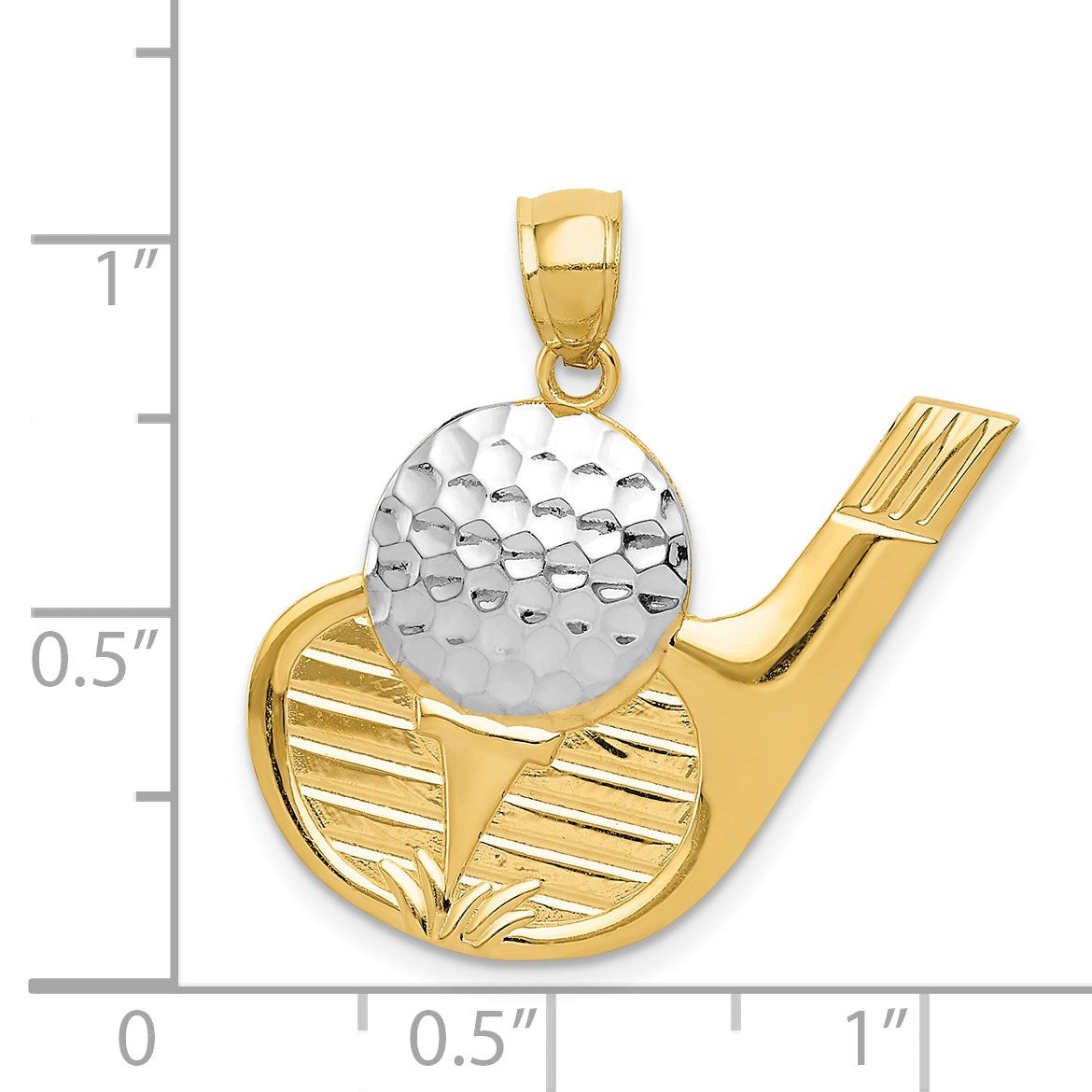 14k and White Rhodium Golf Club and Ball Pendant