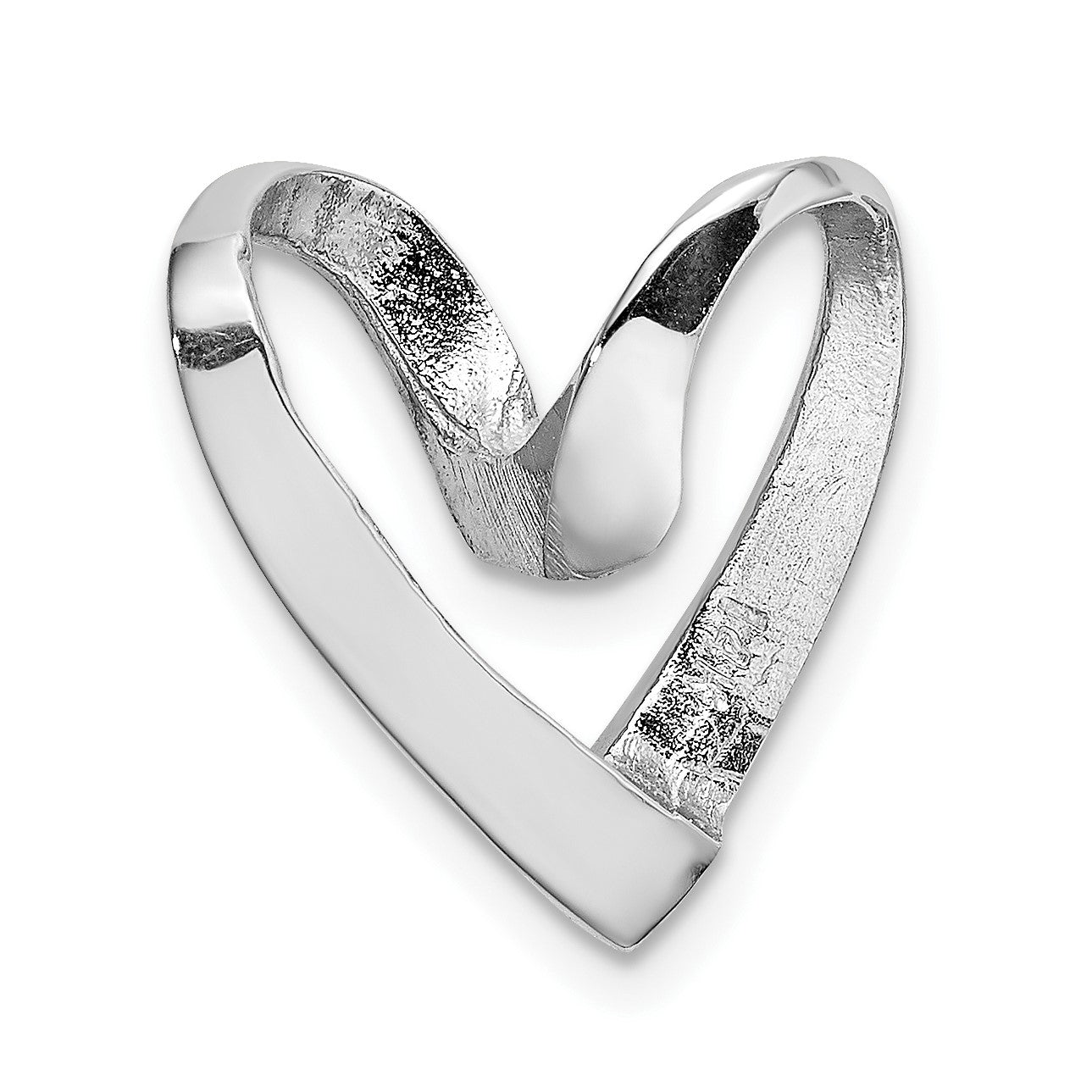 14K White Gold Polished Spiral Heart Chain Slide