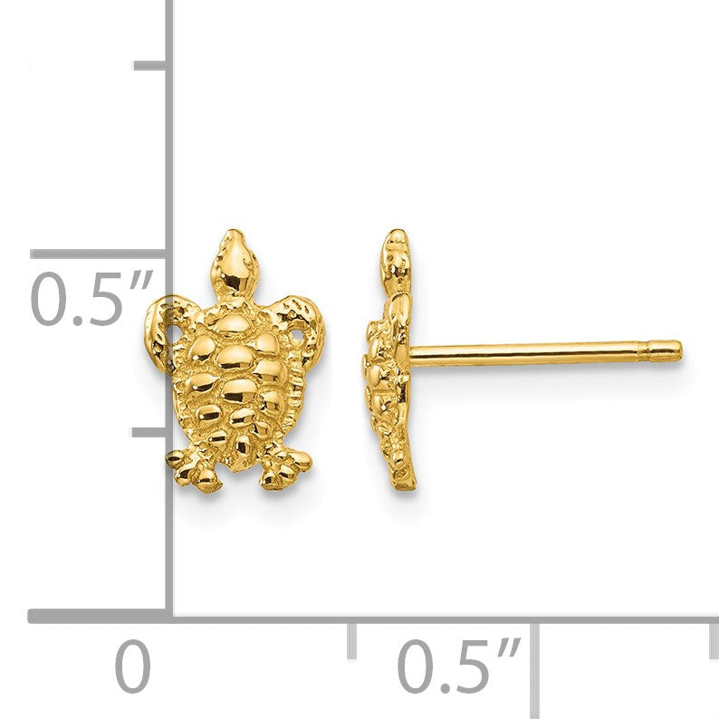 14K Mini Turtle Post Earrings