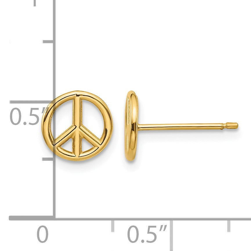 14K Polished 8mm Peace Symbol Post Earrings