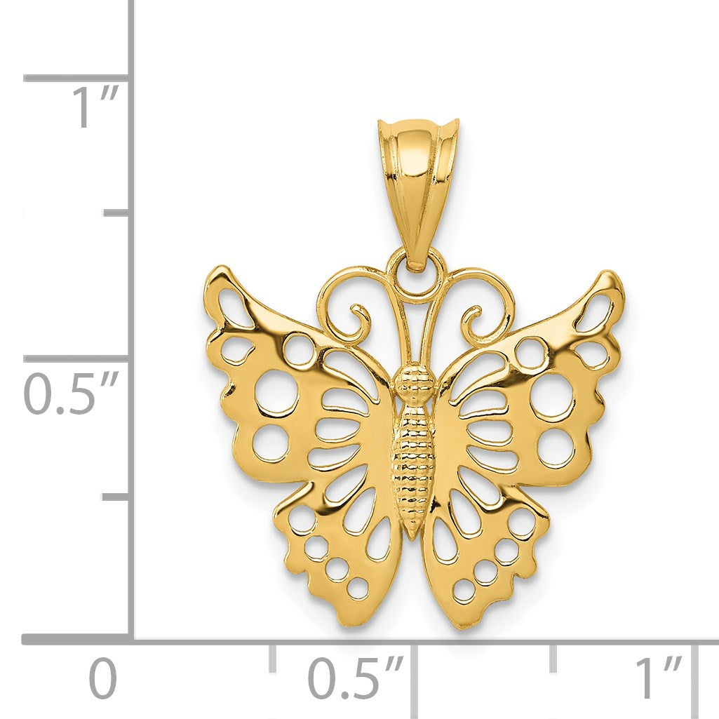 14k Filigree Butterfly Pendant