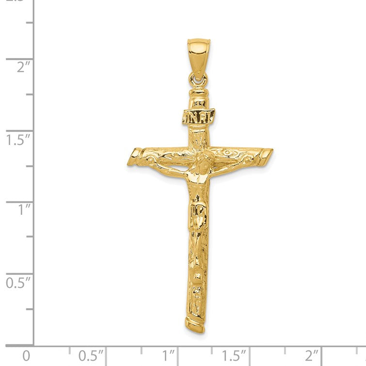 14k Textured Tree INRI Crucifix Pendant